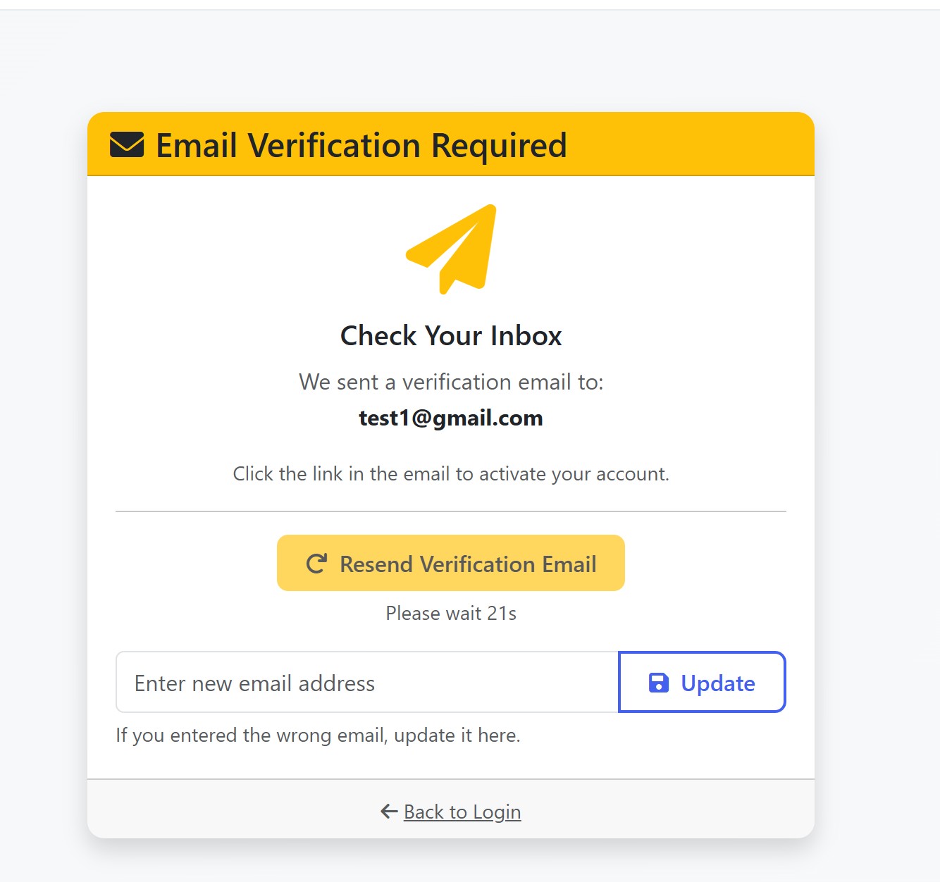 Registration page